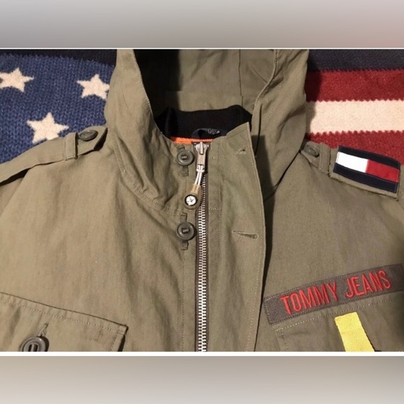 NWOT Vintage 90s Tommy Hilfiger Jeans Military Trench Jacket L Stadium Sportsman - Picture 3 of 12